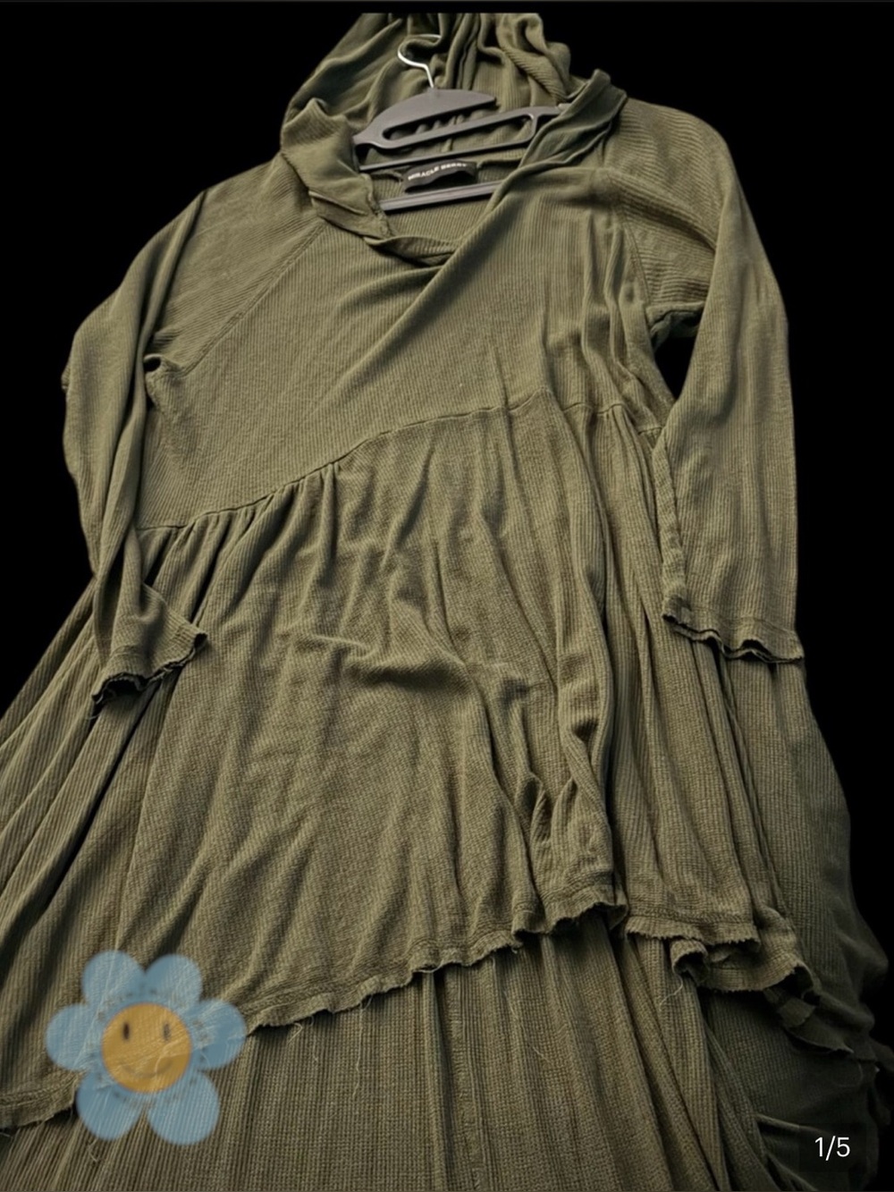 Miracle Berry ~ Olive Green ~ Lightweight ~Hooded ~ Asymmetrical ~ Dress ~ BOHO